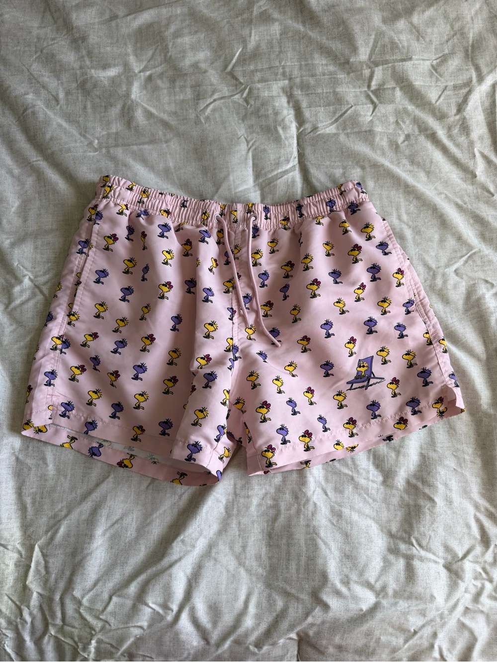 Zara Peanuts Woodstock Pink Swim Trunk Shorts (L)